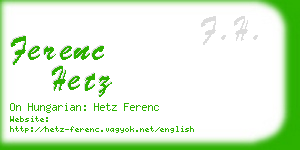 ferenc hetz business card